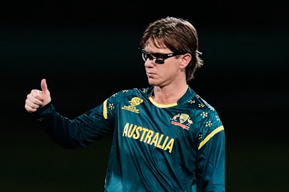 Australia’s Adam Zampa celebrates a wicket.