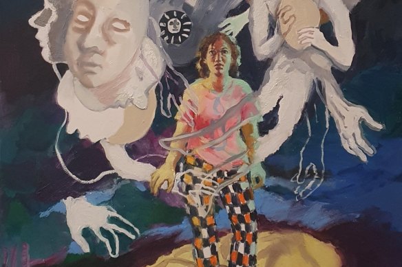 A detail from Wendy Sharpe’s ‘Self-Portrait With Improbable Beings’, which is hung in this year’s Salon des Refuses.