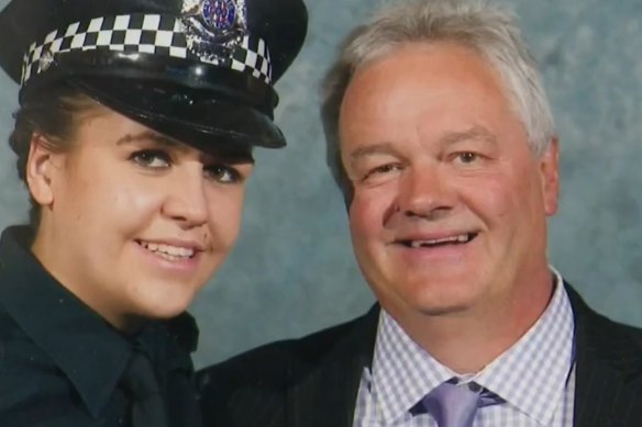 Policewoman Sophie Thomson and her father David Thomson.