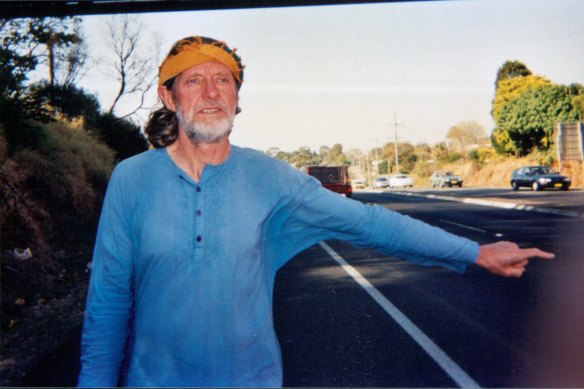 Michael Shelley hitchhiking in 2003.
Michael and Mary had no settled home until she developed dementia.