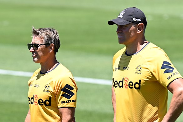 Melbourne coach Craig Bellamy with Ryles in 2020.