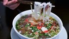 Noodle soup is a slurping hazard.