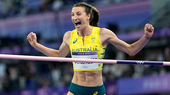 Nicola Olyslagers win silver in the women’s high jump.