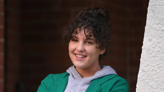 Anika Luna, year 12 VCE student at home.