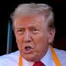 Donald Trump speaks from the McDonald’s drive-thru window in Pennsylvania.