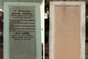 Now you see it... Memorial of David Jones at Rookwood Cemetery from 1976 and now.