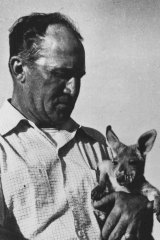 The chief driller at Exmouth Gulf, Mr. A. C. Dysart with a joey. 
