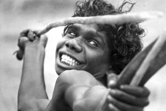 David Dalaithngu as he appears in the movie Walkabout, 1971.
