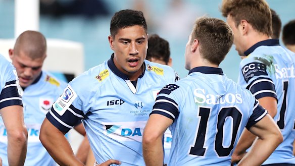 Lalakai Foketi during a Waratahs match against the Reds this season.