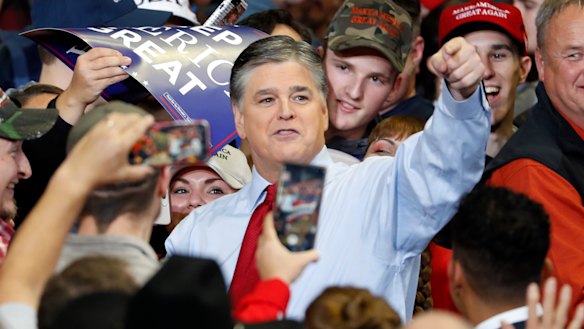 Sean Hannity received a hero's welcome from the crowd at Trump's rally.