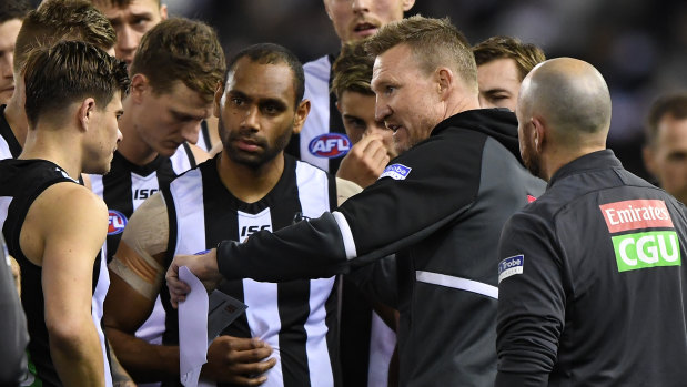 Magpies coach Nathan Buckley is hoping to end Richmond's four-week streak. 