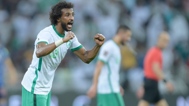 Saudi star Yasir Al-Shahrani celebrates during their 1-0 win over Japan last month.