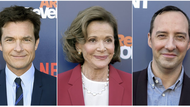 Jason Bateman, Jessica Walter and Tony Hale at the season five premiere this month.