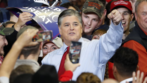 Sean Hannity received a hero's welcome from the crowd at Trump's rally.