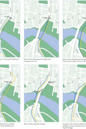 Brisbane City Council options for a new river crossing at Indooroopilly, in Brisbane.