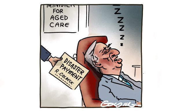 Matt Golding cartoon on Aged Care minister Richard Colbeck.