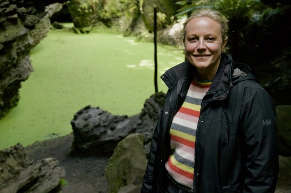 Marta Dusseldorp at Trowutta Arch in Tasmania’s takayna / Tarkine for Back Roads.