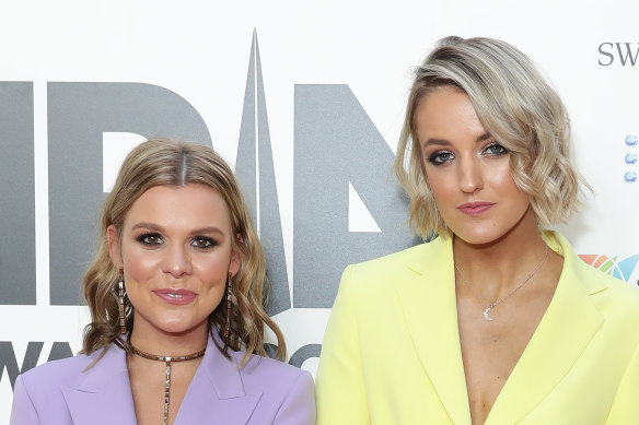 Zara McDonald and Michelle Andrews at the 2019 ARIA Awards. The pair say they now mainly stay away from events. 