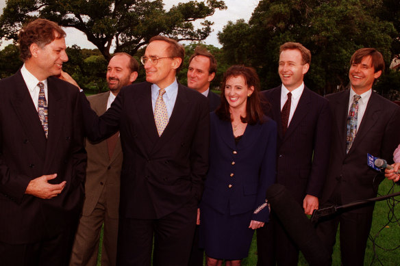 Premier Bob Carr with his cabinet on April 3, 1995.
