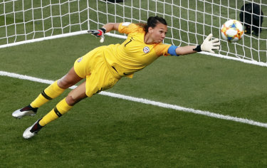 Chile's goalkeeper Claudia Endler kept the score reasonably respectable with a number of decent saves.