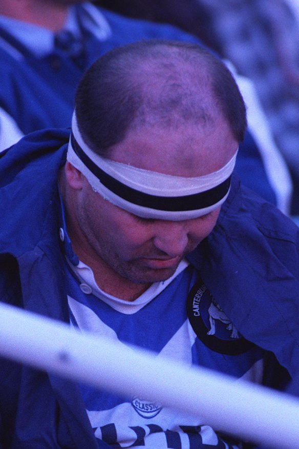 A dejected Martin Bella after being benched during the 1994 grand final.