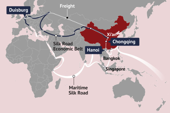 Rail routes to Europe from China form part of the Belt Road Initiative.