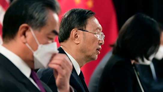 Chinese Communist Party foreign affairs chief Yang Jiechi in Anchorage facing off with America. 