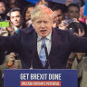 British Prime Minister Boris Johnson in full flight during the 2019 general election campaign.