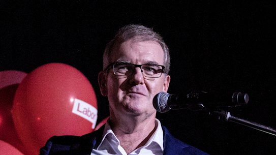 NSW Opposition Leader Michael Daley concedes defeat on election night on Saturday. 