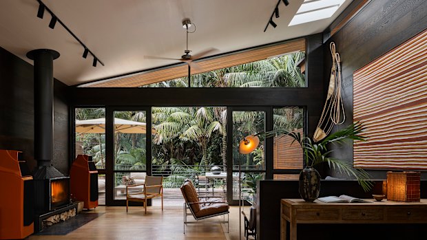 North House lounge and deck… the house is a showcase for artworks.