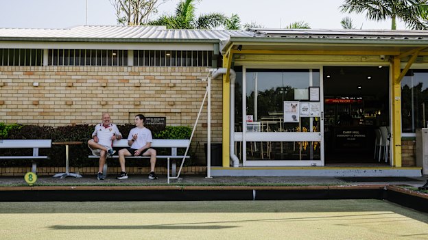 Camp Hill Bowls Club Chair Scott Walton (left) and secretary Callum Melican.   