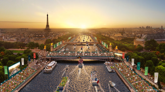 An artists’ impression of the Paris 2024 Olympics opening ceremony.
