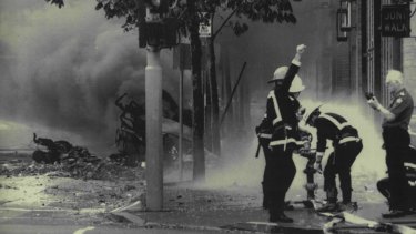 Firefighters on the scene in 1986.