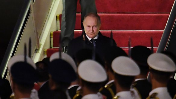 Russia's President Vladimir Putin arrives in Beijing ahead of the Belt and Road Forum.