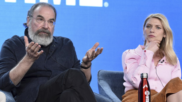 Mandy Patinkin, left, and Claire Danes on the Homeland panel at the 2020 Television Critics Association Press Tour in mid-January. 
