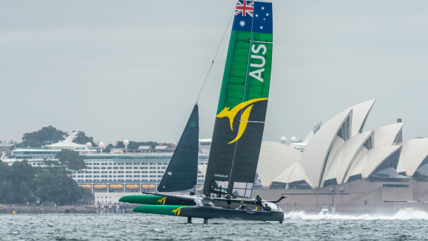 Speed demon: the Australian boat which will compete in the first leg of the inaugural Sail GP series in Sydney.