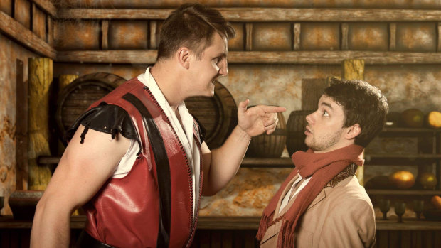 Liam Jones as Gaston and Glenn Brighenti as his trusty sidekick Lefou.