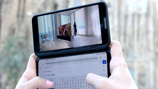 The LG G8 doesn't need to fold, it has an entire second screen you can buy and attach.