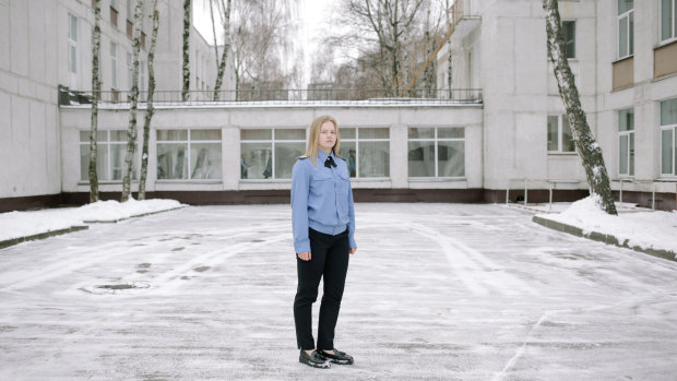 Nina Loguntsova, 17, at her Moscow school.