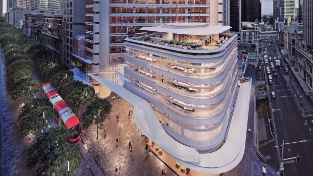 Artist impression of the new tower at 388 George Street, Sydney, owned by Brookfield Properties and Oxford Investa Property Partners