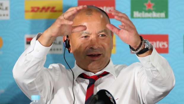 How it's done: Eddie Jones explains how England beat New Zealand in the after-match press call.