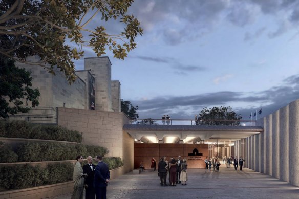 Artist impressions of the new entrance to the Australian War Memorial.