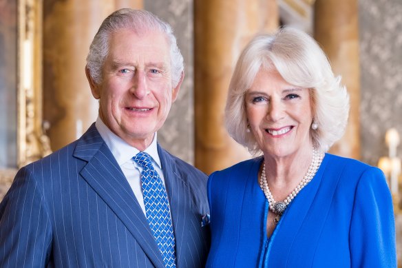 King Charles and Queen Consort Camilla in their first portrait since his ascension.