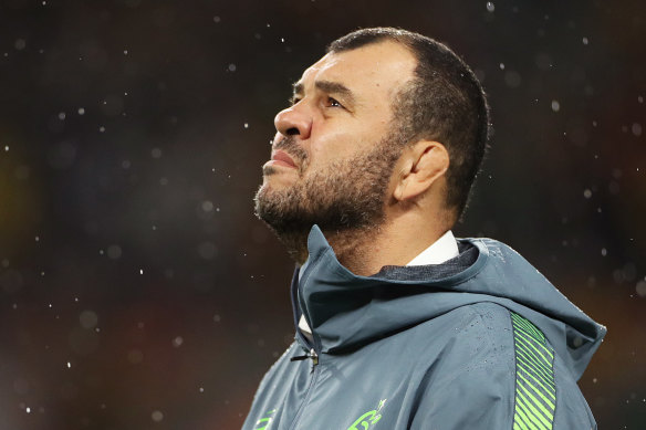 Wallabies coach Michael Cheika latched on to Eddie Jones's typhoon-related comments.