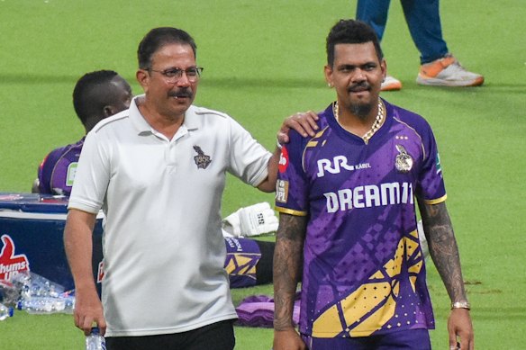 Mysore with established Knight Riders player Sunil Narine.
