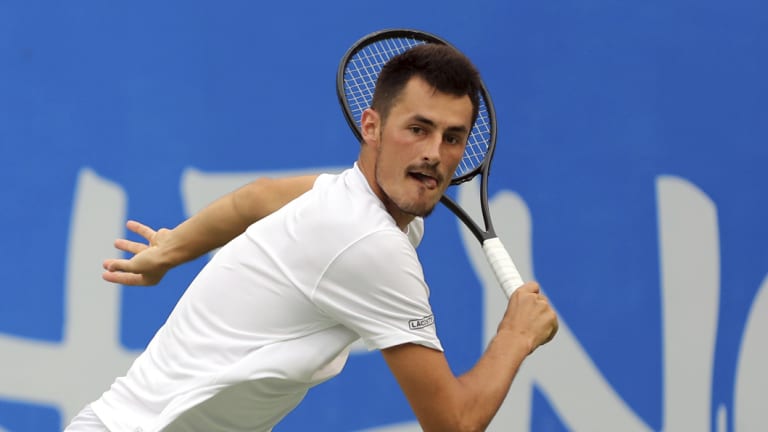 Bernard Tomic in action at the Chengdu Open.