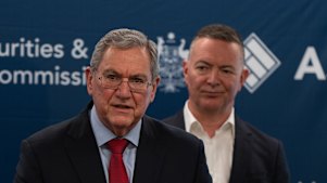 ASIC chair Joe Longo (left) and commissioner Alan Kirkland urged CBA to rethink its stance on fee refunds.
