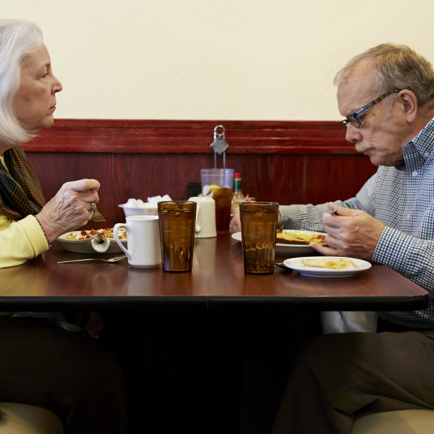Joey Fautsch and her husband Lou have breakfast at the Sunshine Restaurant in Dubuque.