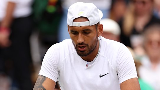 Nick Kyrgios during his match against Cristian Garin of Chile.