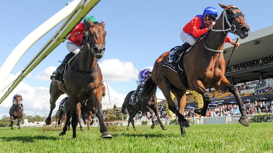 Corey Brown and Invincible Gem on their way to winning last year's Emancipation Stakes.